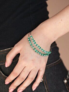 Paparazzi Jewelry Accessories - Prismatic Posh - Green Bracelet - Vintage